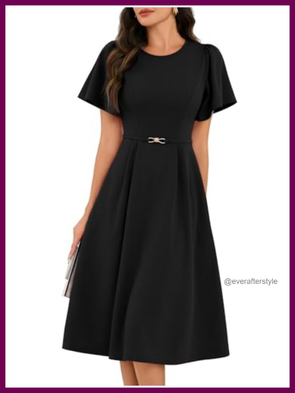 Ruffle Sleeve Midi Dress with Pockets